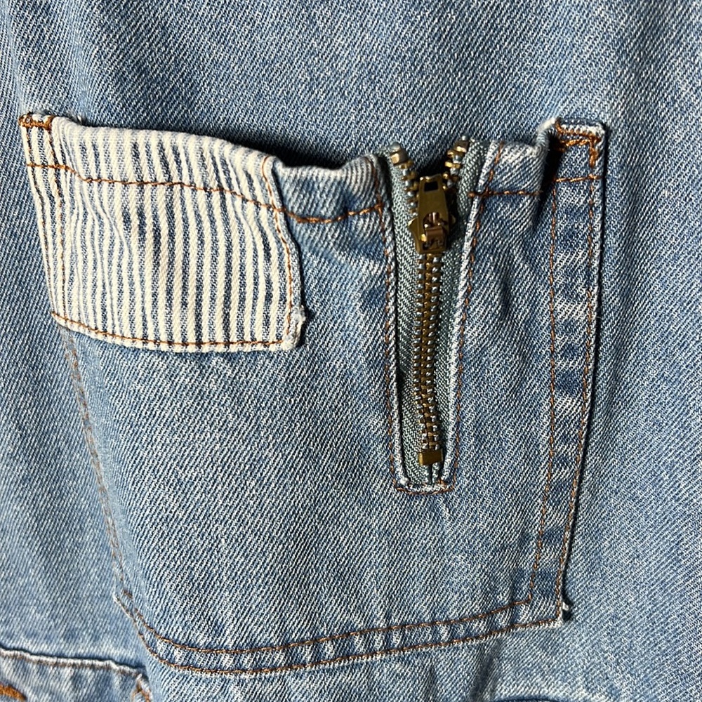 Pol Patchwork Denim Overalls Size Small - image 6